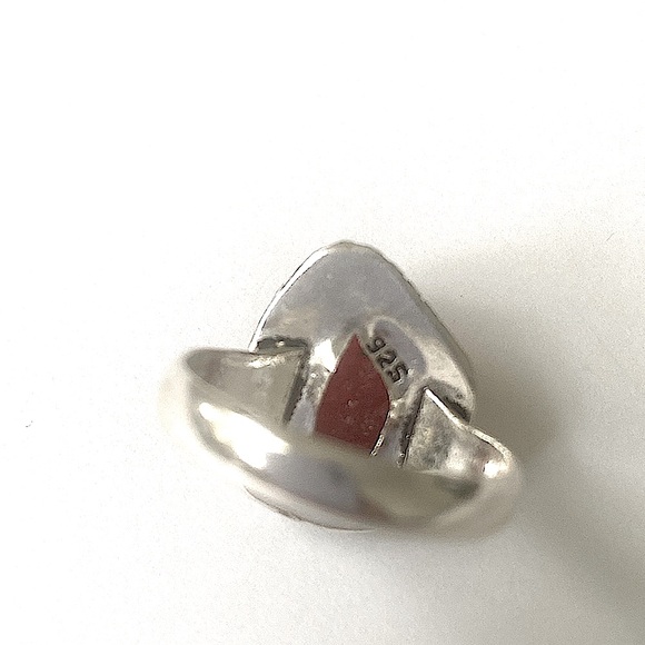 3/4 inch rough Carnelian 925 marked ring size 7 - Picture 5 of 5